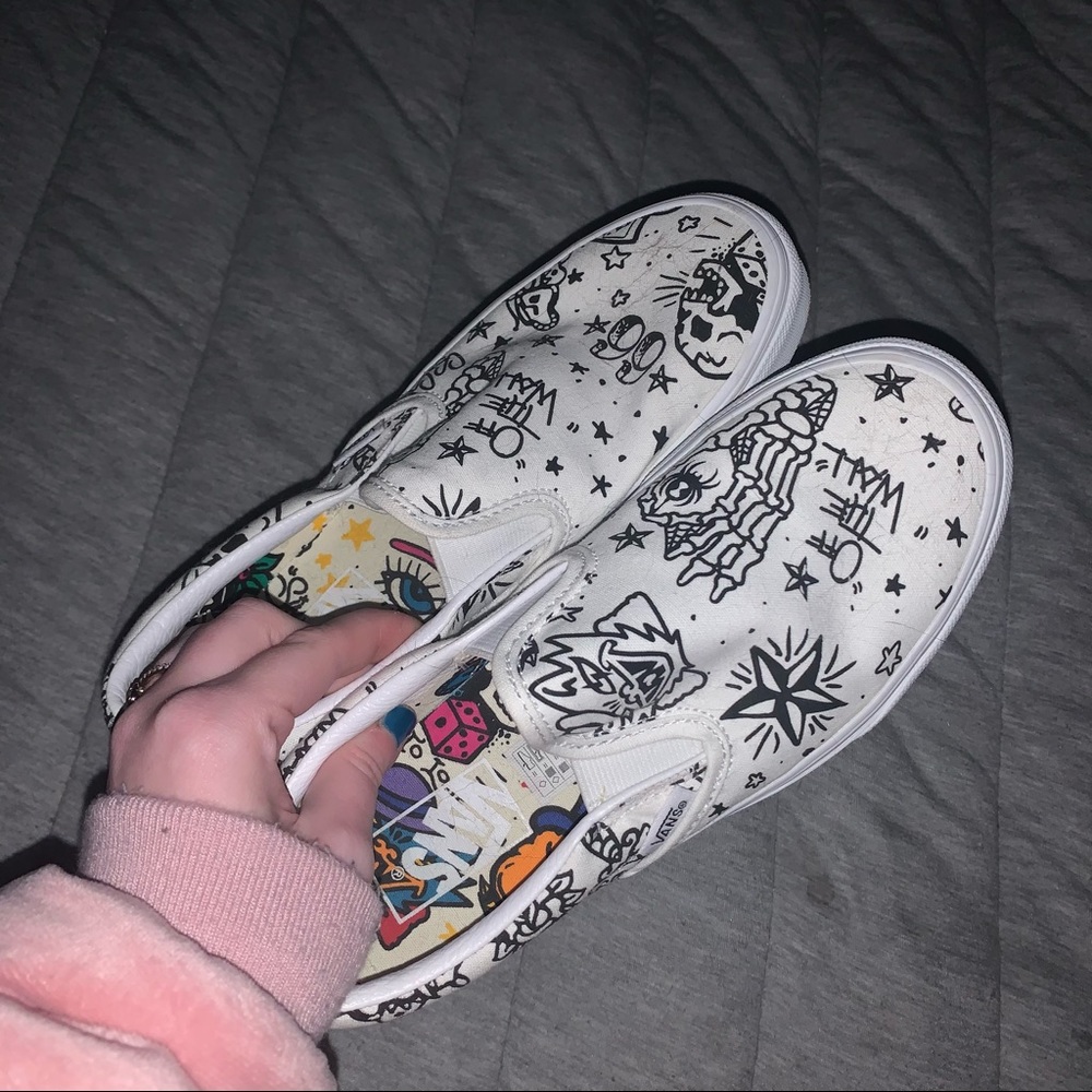 vans tattoo slip ons